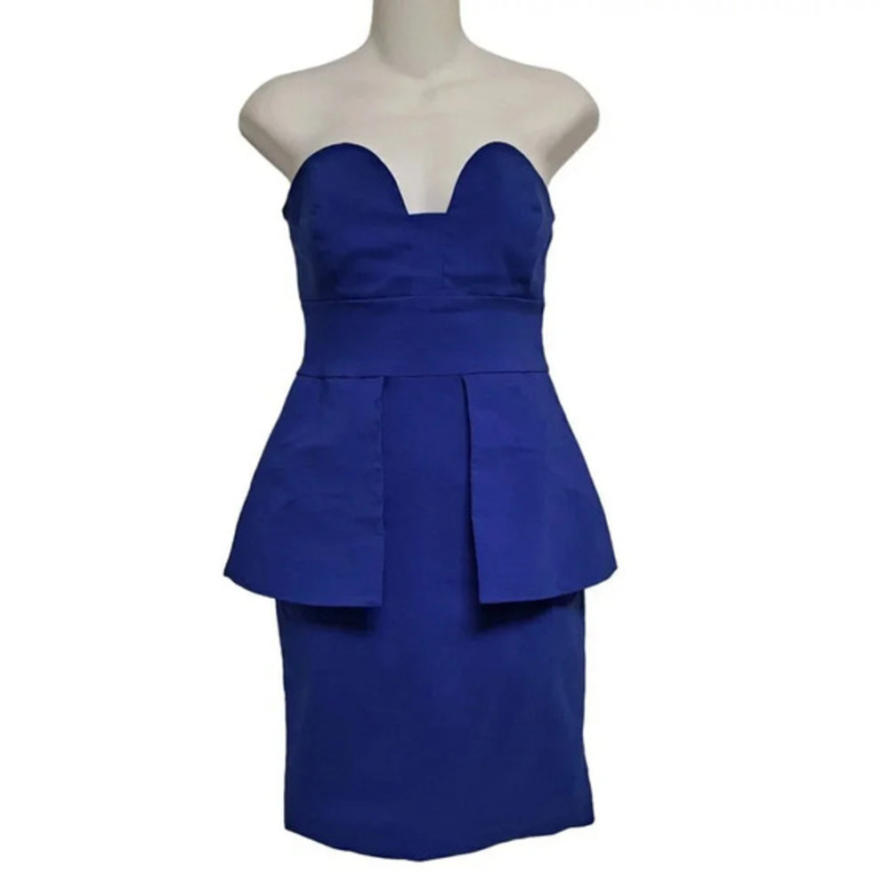 Caribbean Queen Womens Low Back Peplum Cocktail Mini Dress - Size M